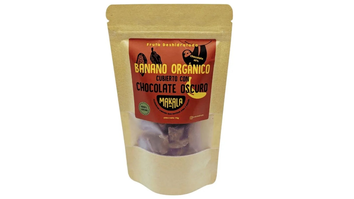 BANANA ORGÁNICA CON CHOCOLATE OSCURO MAKALA - 75G