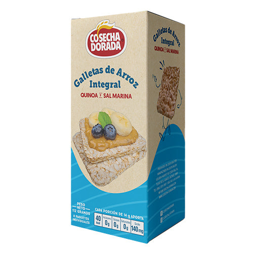 GALLETAS ARROZ QUINOA SAL MARINA COSECHA DORADA 8 UNIDADES