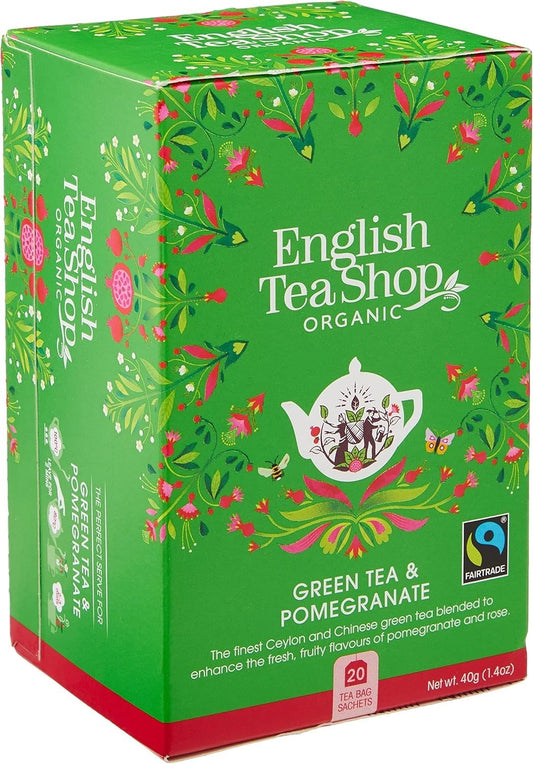 TÉ ORGÁNICO VERDE Y GRANADA ENGLISH TEA SHOP 40G