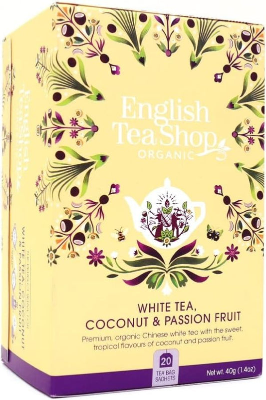 TÉ ORGÁNICO WHITE TEA, COCONUT & PASSION FRUIT ENGLISH TEA SHOP 40G