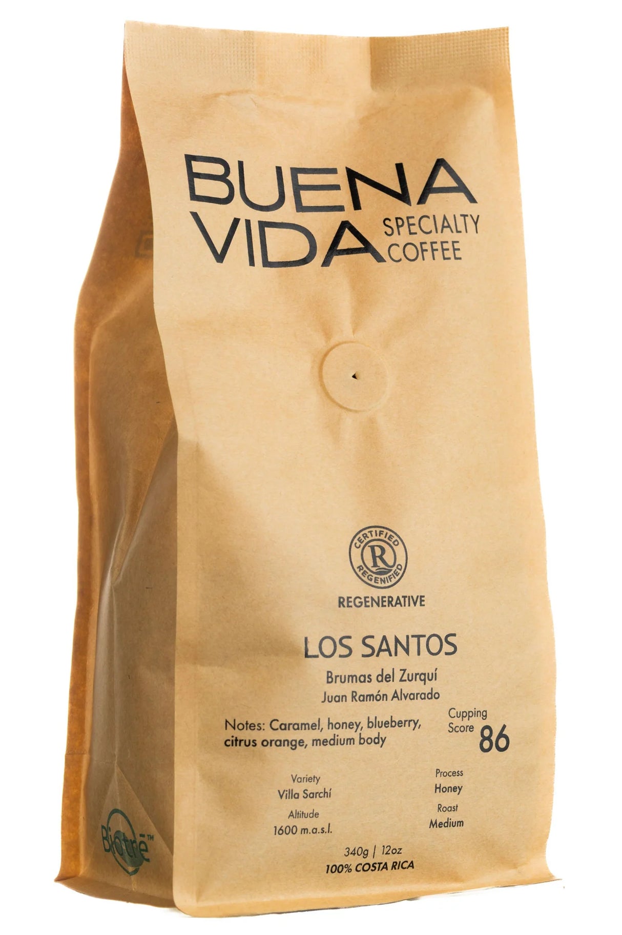 CAFE GRANO LOS SANTOS BRUMAS DEL ZURQUI CUPPING SCORE 86 - BUENA VIDA - 340G