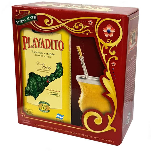 KIT YERBA MATE + BOMBILLA PLAYADITO
