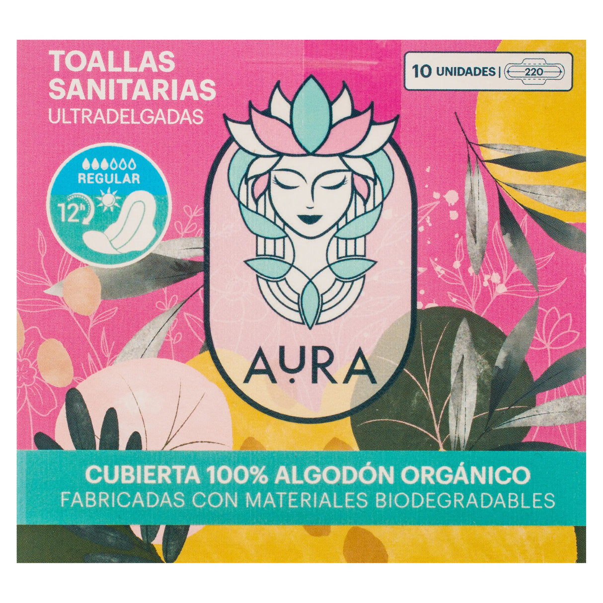 TOALLAS SANITARIAS ULTRADELGADAS AURA 10 UNIDADES