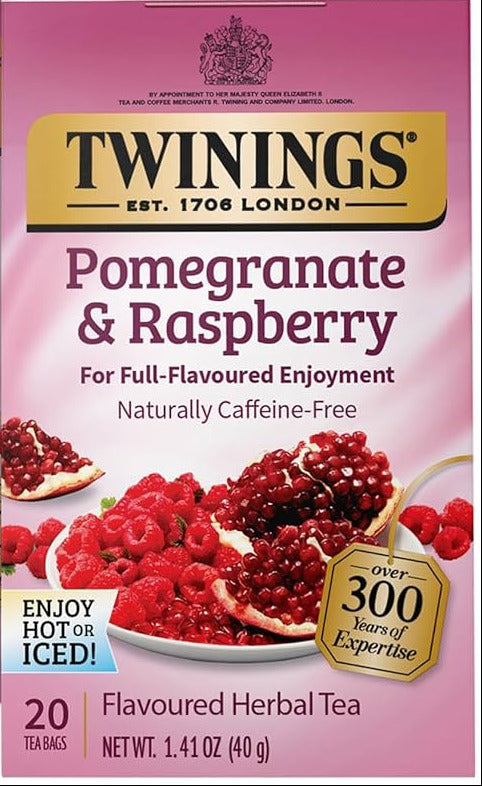 INFUSIÓN RASPBERRY & POMEGRANATE SIN CAFEÍNA TWININGS OF LONDON 20 UNIDADES