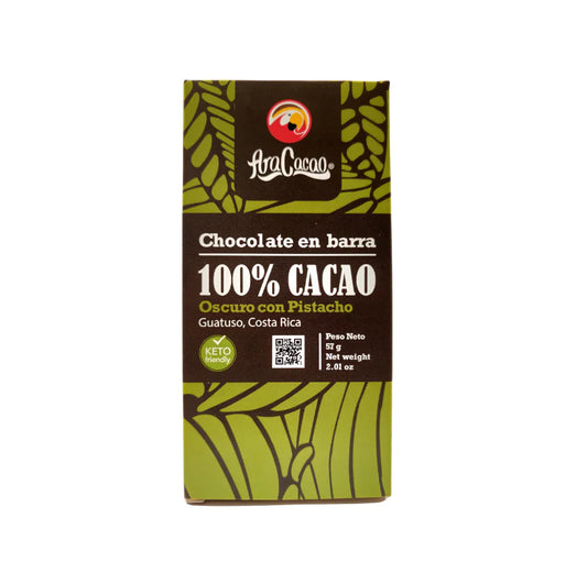 CHOCOLATE BARRA OSCURO CON PISTACHO 100% ARACACAO 57g