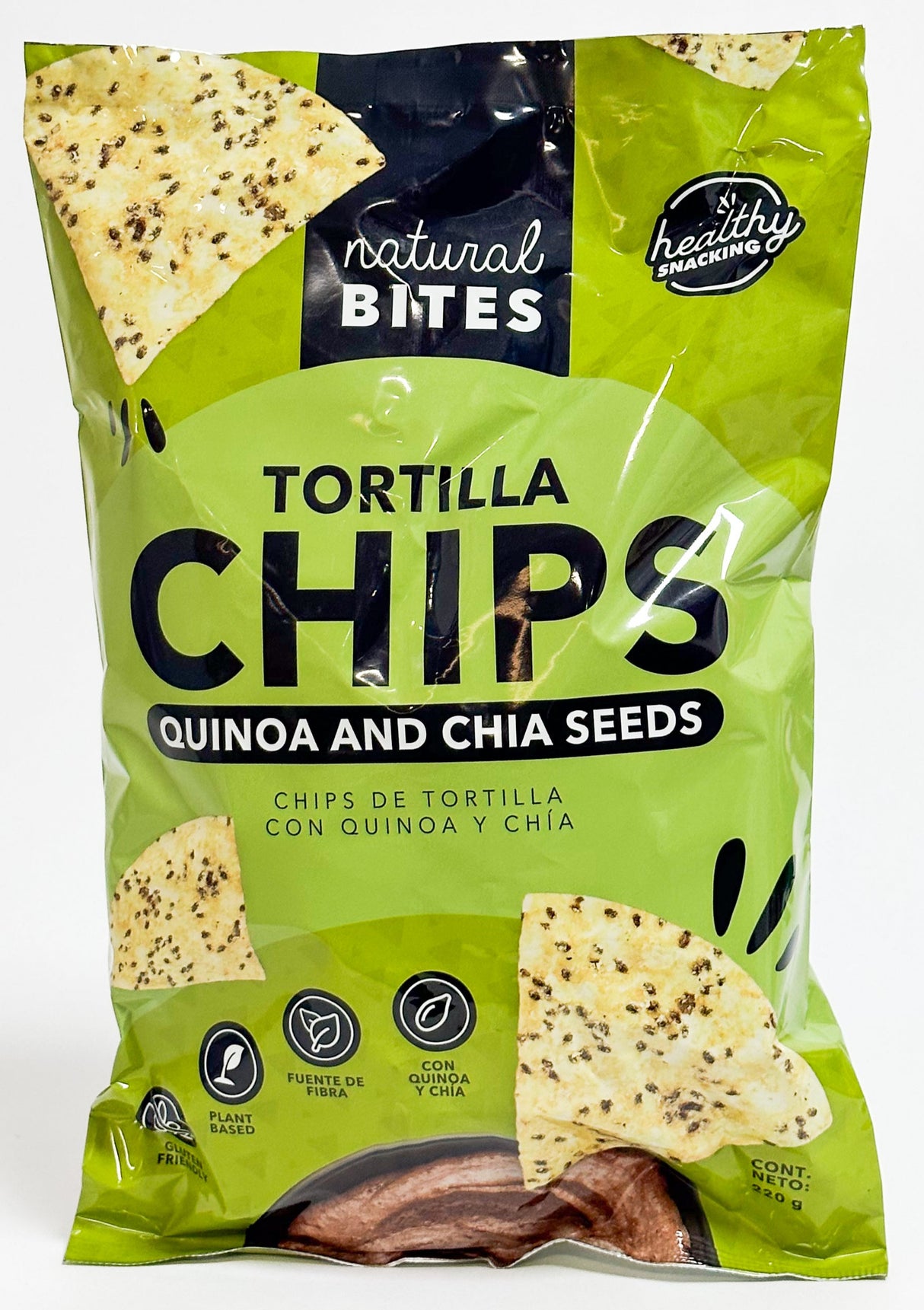 TORTILLA CHIPS CON QUINOA Y CHÍA NATURAL BITES 220G