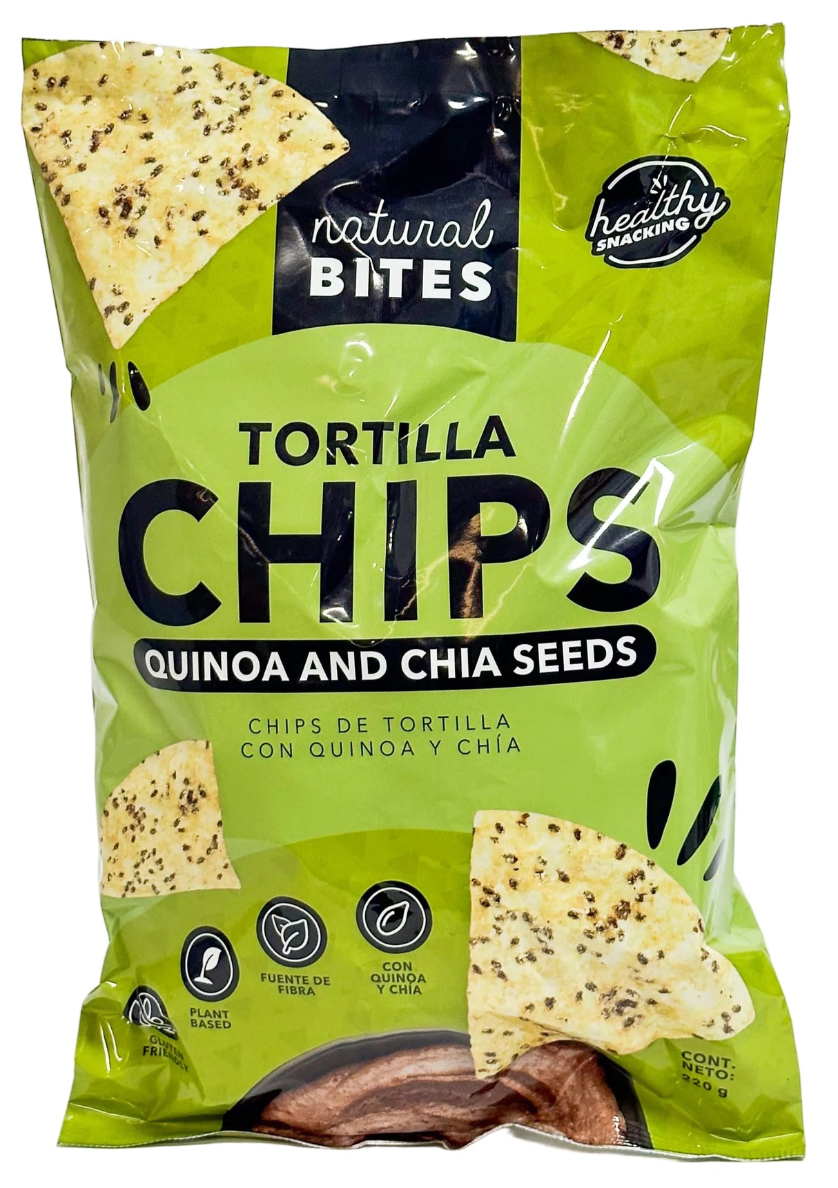 TORTILLA CHIPS CON QUINOA Y CHÍA NATURAL BITES 220G