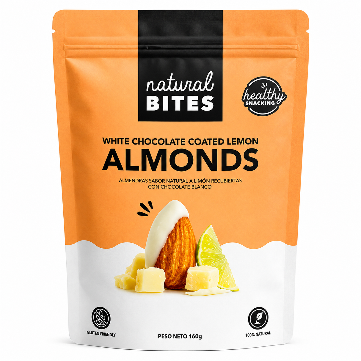 ALMENDRA CUBIERTA DE CHOCOLATE BLANCO - LIMON - NATURAL BITES 100g