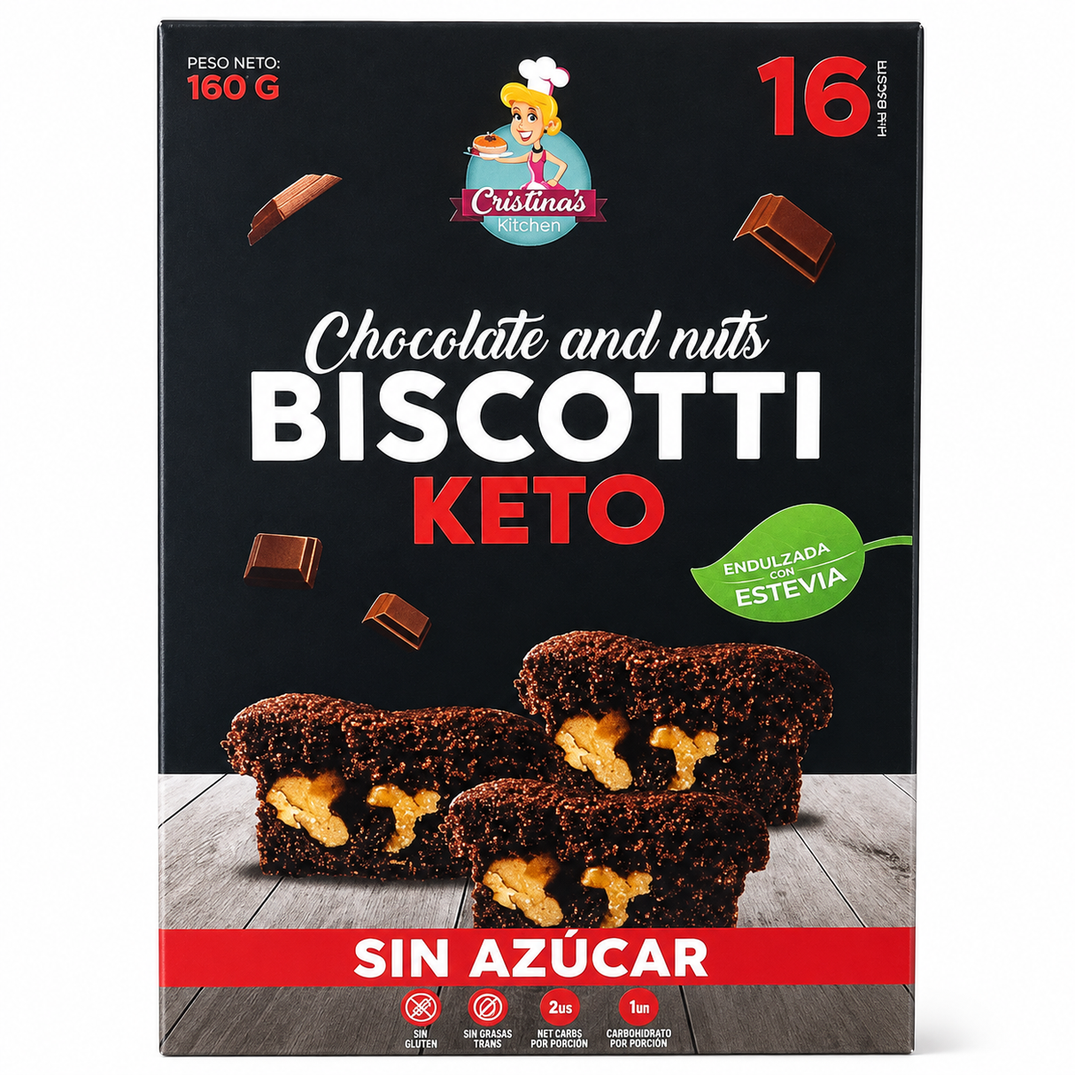 GALLETA BISCOTTI CHOCOLATE & NUTS KETO SUGAR FREE CHRISTMAS KITCHEN