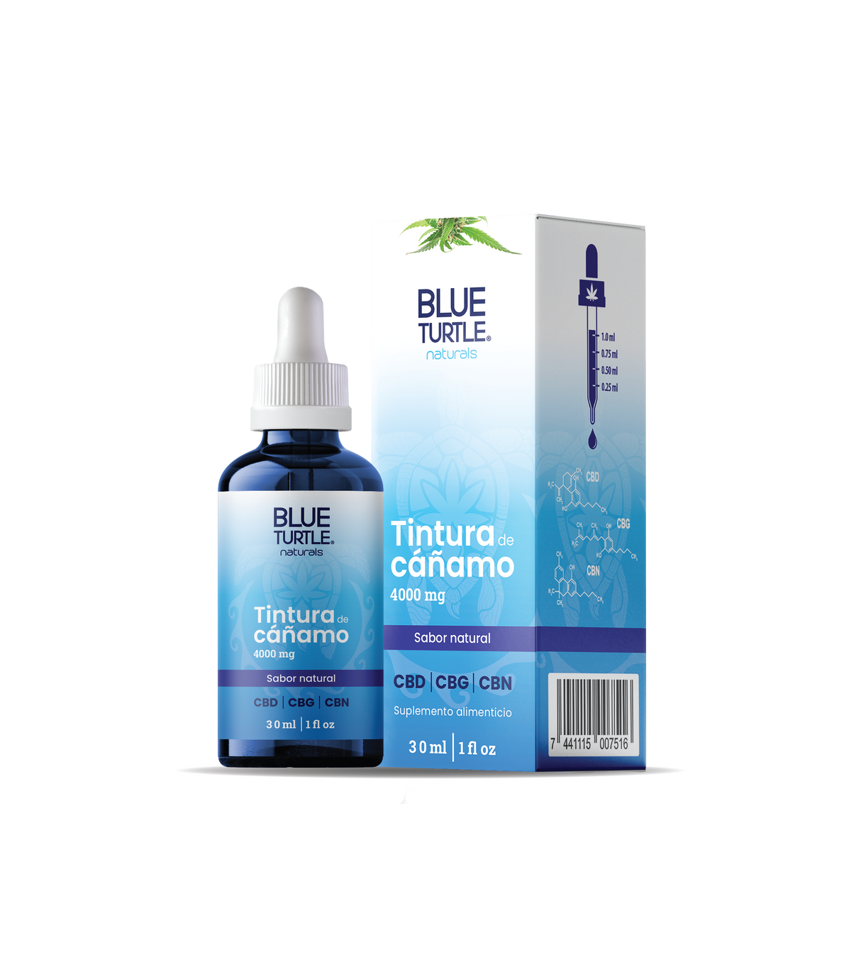 TINTURA DE CÁÑAMO NATURAL 1000MG BLUE TURTLE 30ML