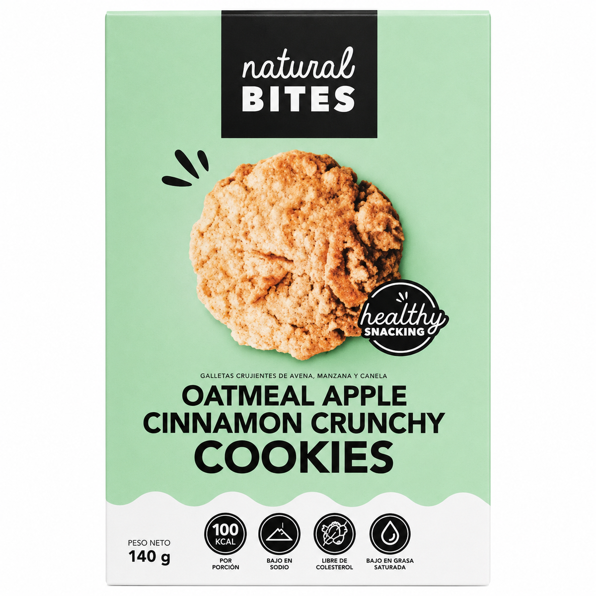 GALLETAS AVENA MANZANA CANELA NATURAL BITES 160G