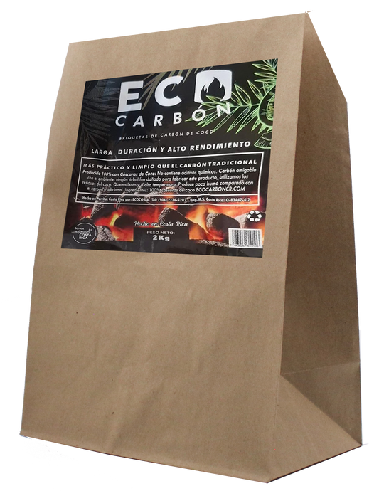 CARBÓN DE COCO - ALTA DURACIÓN Y RENDIMIENTO ECO CARBÓN - 2KG
