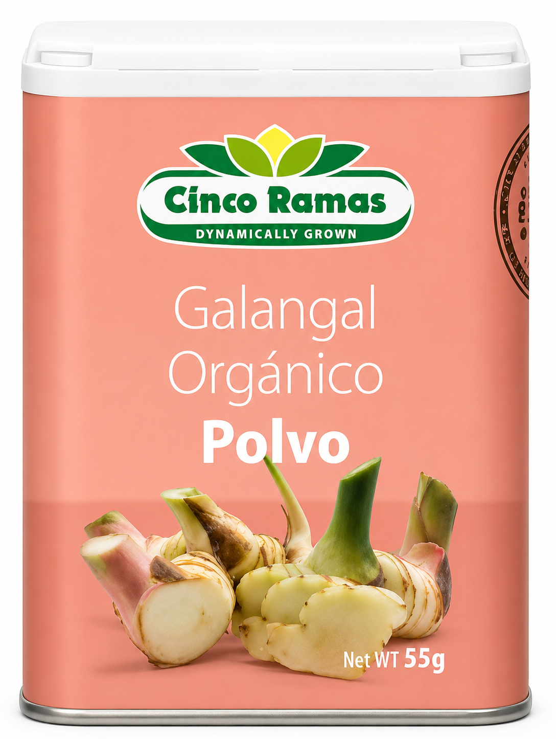 GALANGAL ORGÁNICO EN POLVO CINCO RAMAS 55G