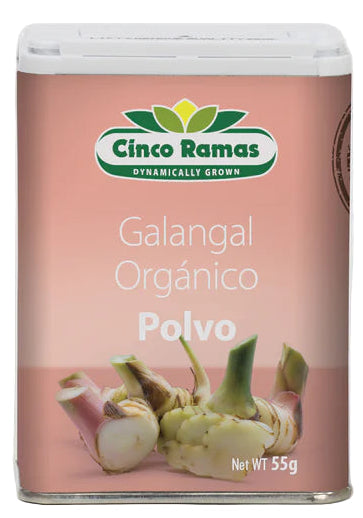 GALANGAL ORGÁNICO EN POLVO CINCO RAMAS 55G