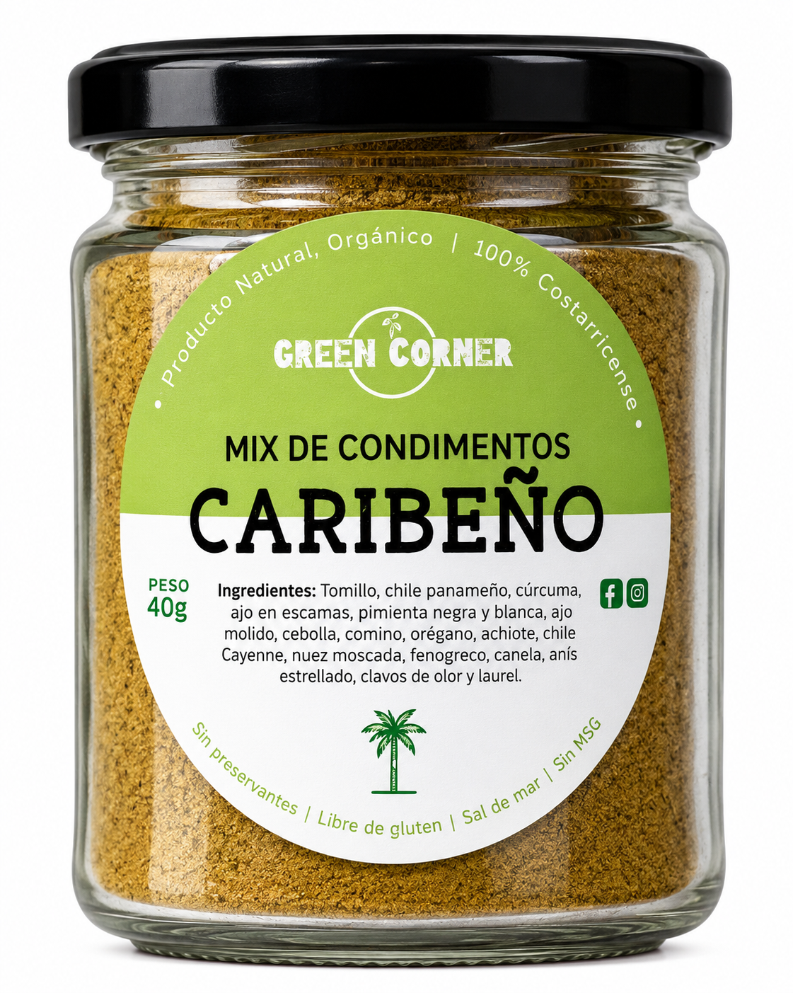 MIX DE CONDIMENTOS CARIBEÑO GREEN CORNER FRASCO 40G