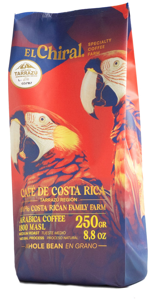 CAFÉ GRANO ENTERO PROCESO NATURAL TUESTE OSCURO EL CHIRAL 250G