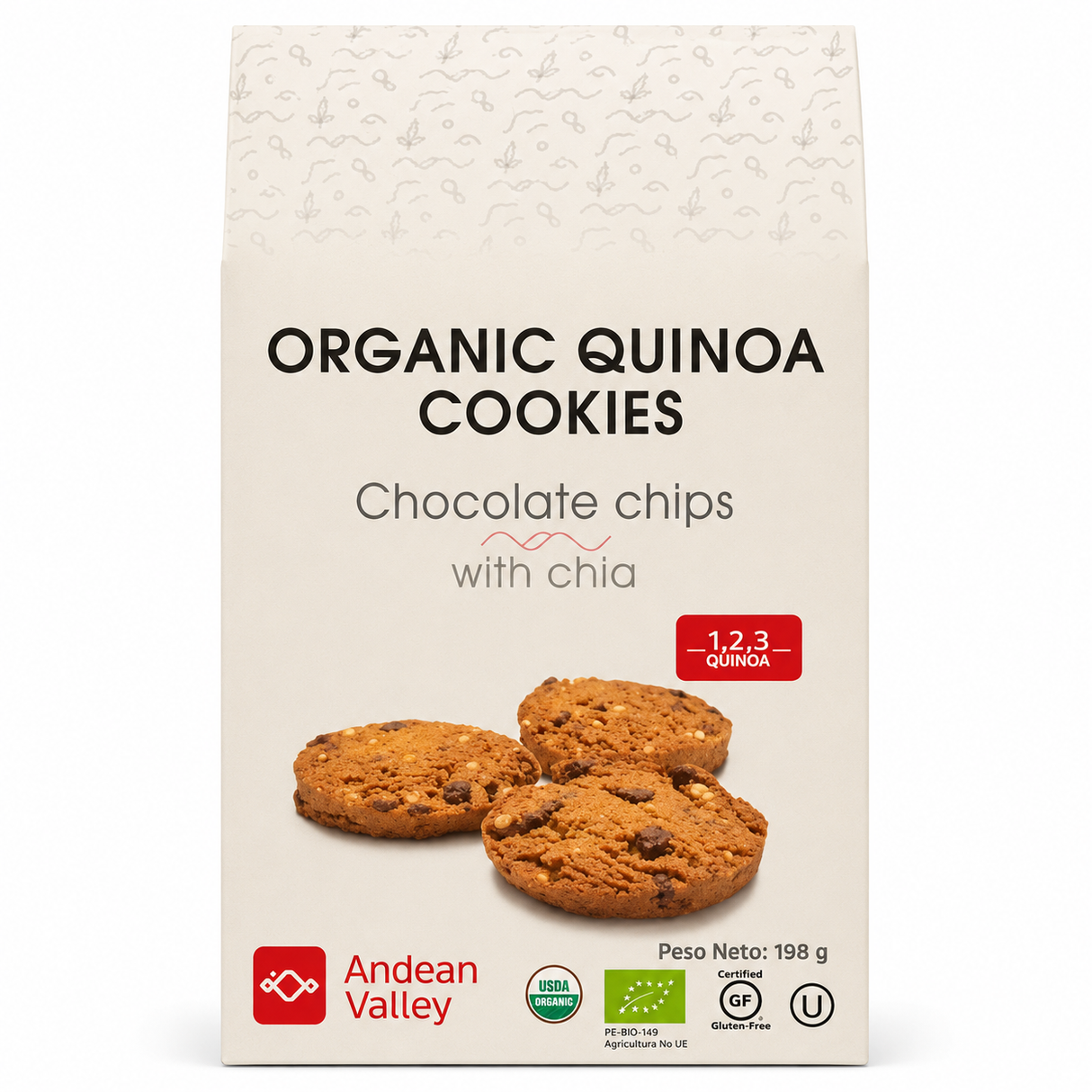 GALLETA QUINOA CHOCOLATE CHIPS CON CHÍA ANDEAN VALLEY 200G