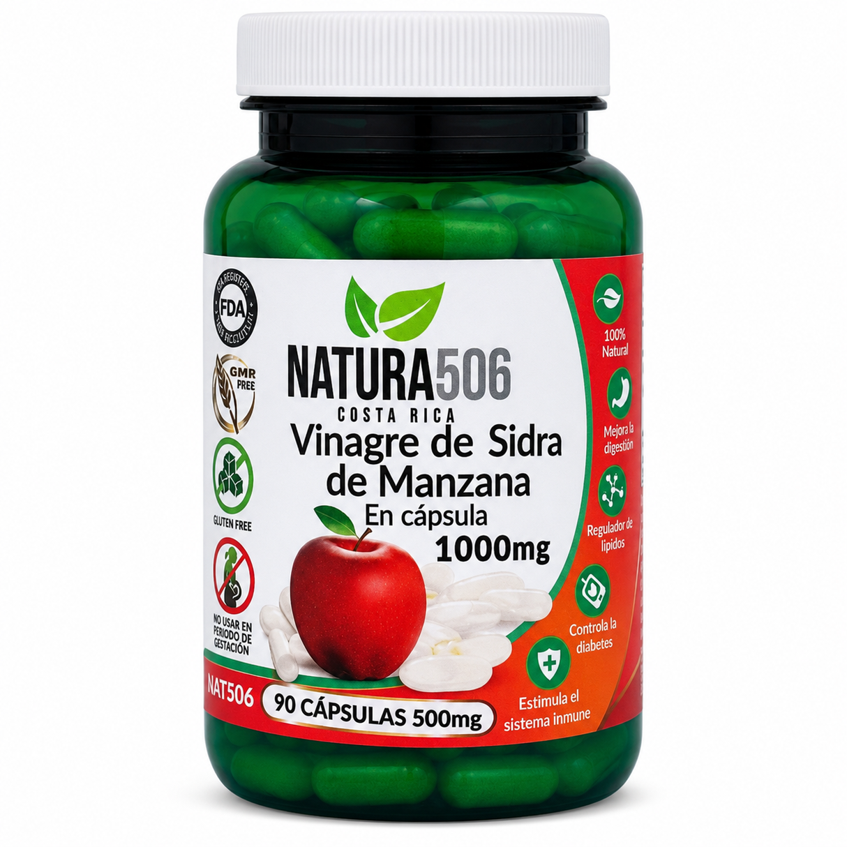 PASTILLA VINAGRE DE SIDRA DE MANZANA 1000MG NATURA 506 90 CÁPSULAS