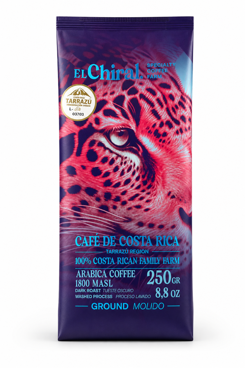 CAFÉ MOLIDO PROCESO LAVADO TUESTE OSCURO EL CHIRAL 250G
