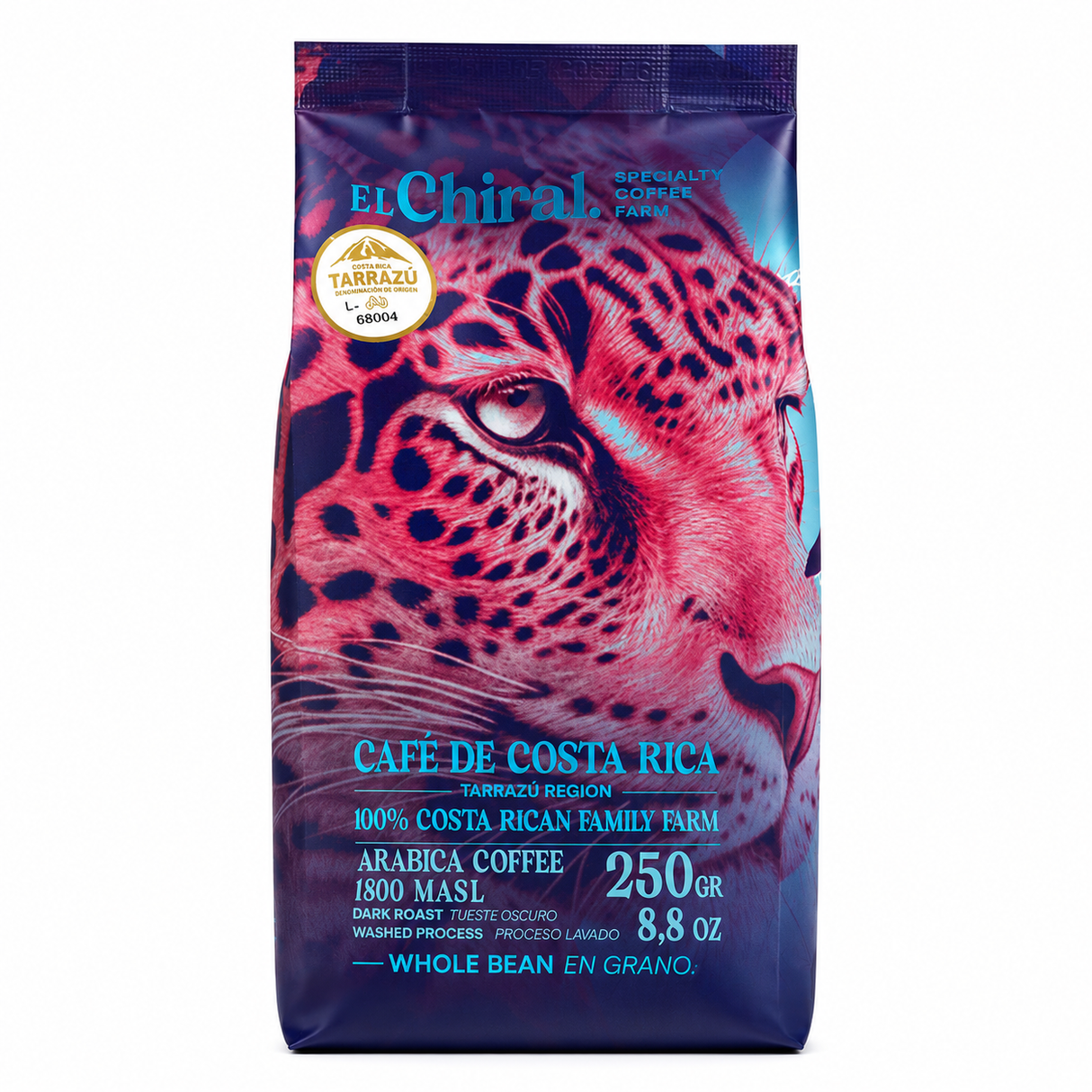 CAFÉ GRANO ENTERO PROCESO LAVADO TUESTE OSCURO EL CHIRAL 250G
