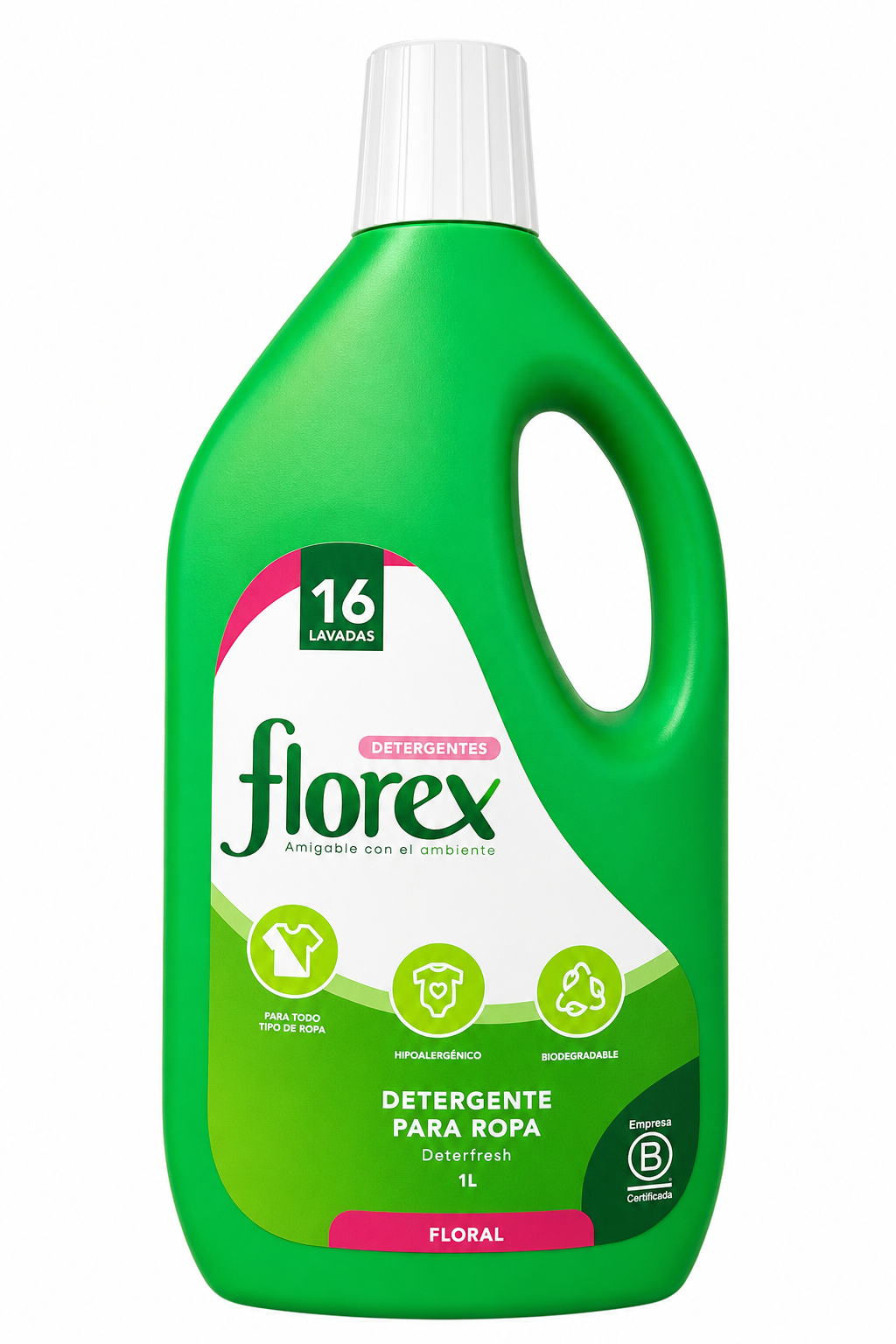 DETERGENTE PARA ROPA - LIQUIDO FLORAL - FLOREX 1L