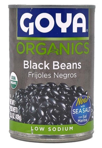 FRIJOLES NEGROS ORGÁNICOS CON SAL MARINA LATA GOYA 439G