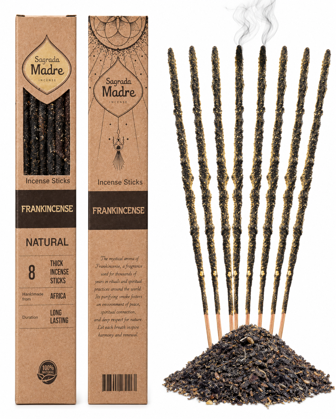 INCIENSO PALO SANTO FRAKINCENSE SAGRADA MADRE 8UNIDADES