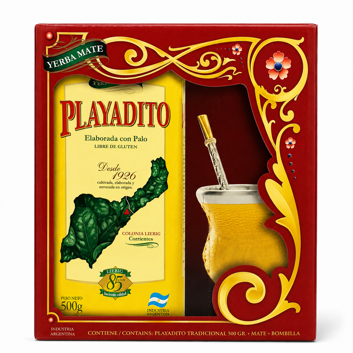 KIT YERBA MATE + BOMBILLA PLAYADITO