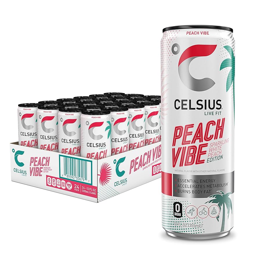 BEBIDA ENERGIZANTE PEACH VIBE CELSIUS 355ML