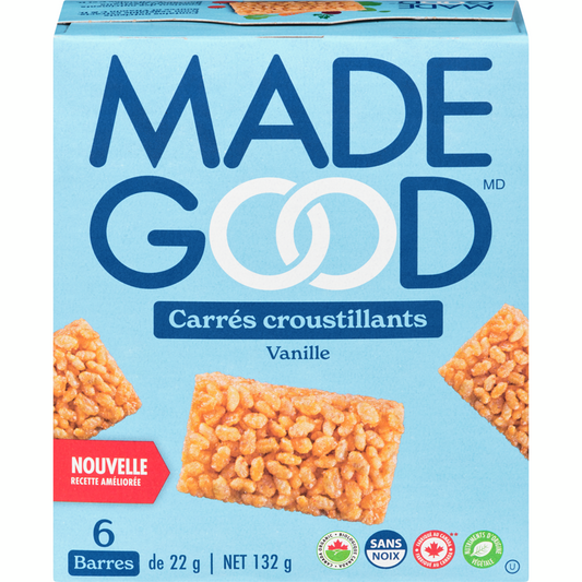 BARRAS CARRES CROUSTILLANTS VANILLE MADE GOOD 6 UNIDADES 132G
