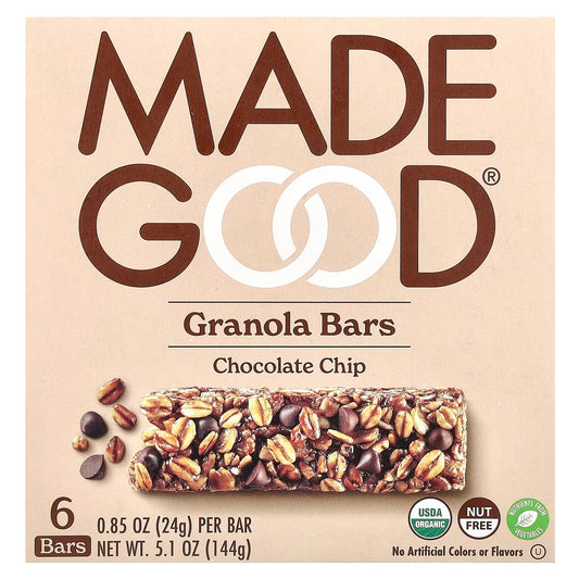 BARRAS GRANOLA CHOCOCHIP MADE GOOD 5UNIDADS 24G