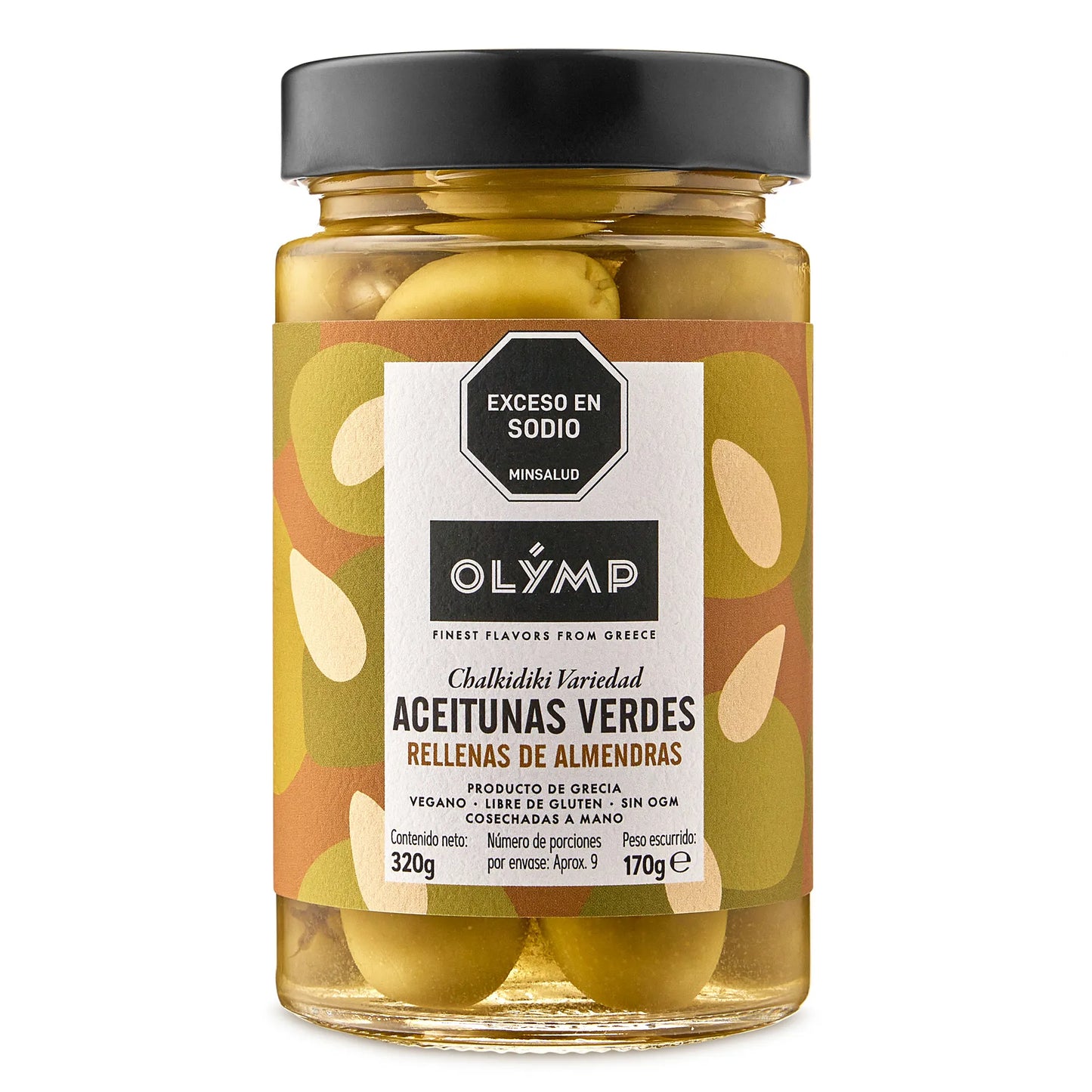 ACEITUNAS VERDES CON ALMENDRAS OLYMP 320G