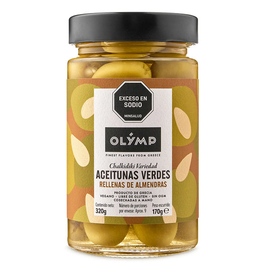 ACEITUNAS VERDES CON ALMENDRAS OLYMP 320G