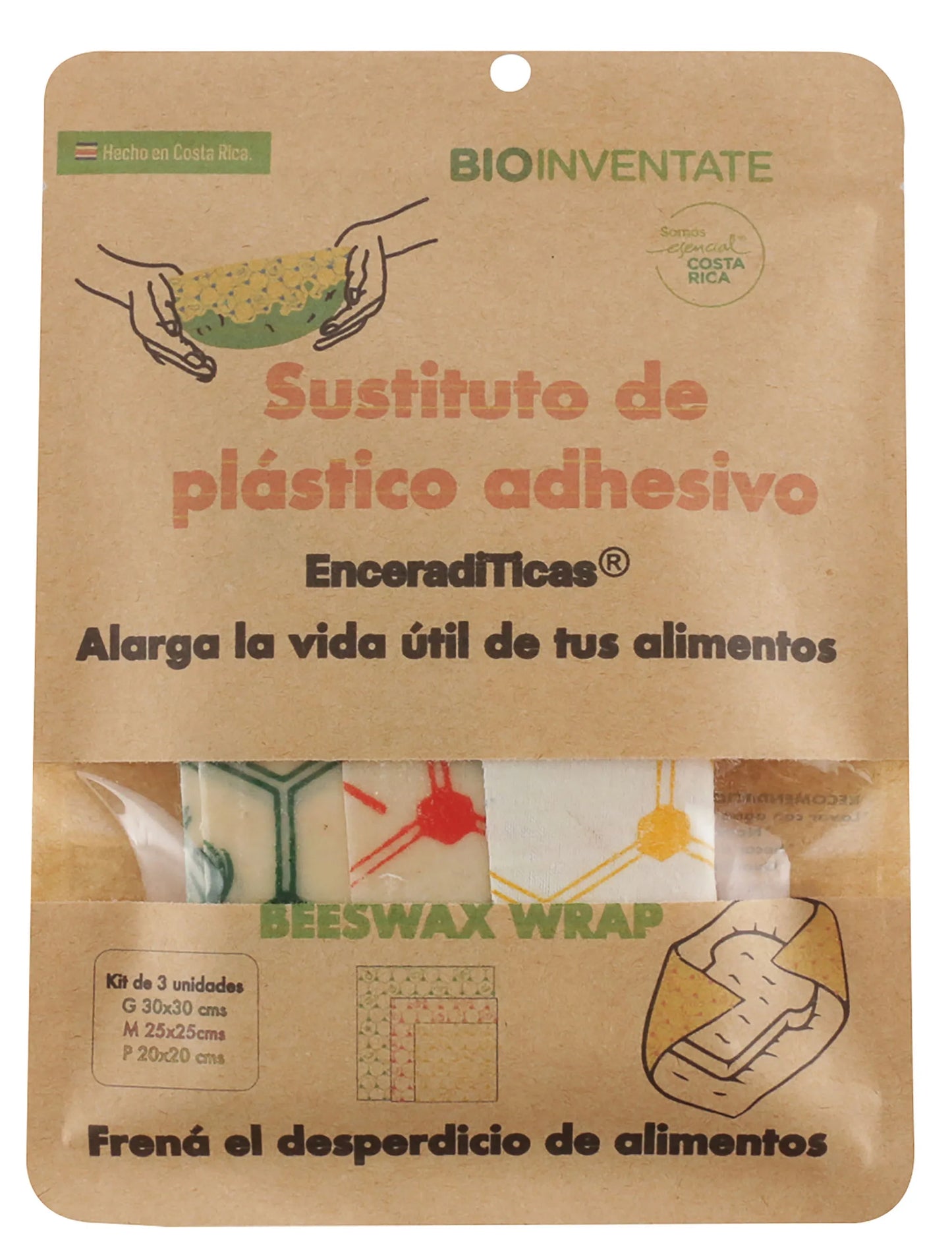 SUSTITUTO DE PL√ÅSTICO ADHESIVO ALIMENTOS MANOS CREATIVAS 3UNIDADES