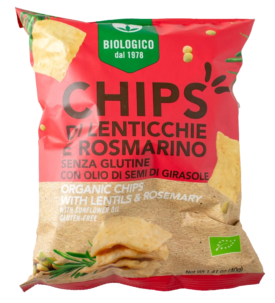 CHIPS DE LENTEJA Y ROMERO BIOLOGICO 40G
