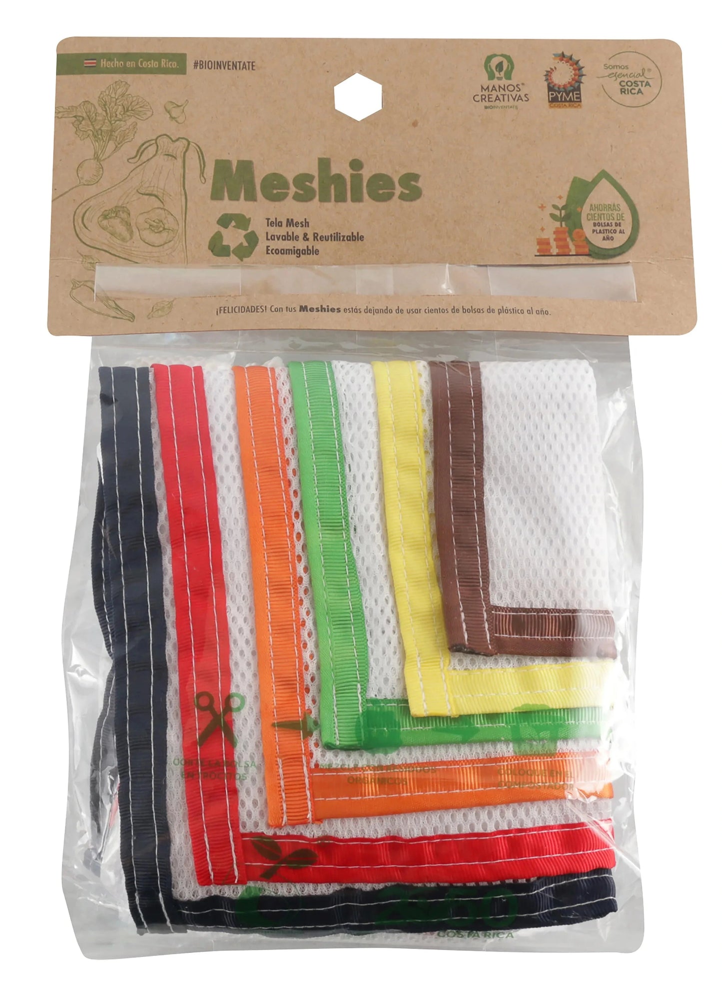 BOLSA MESHIES REUTILIZABLE  MANOS CREATIVAS 6 UNIDADES