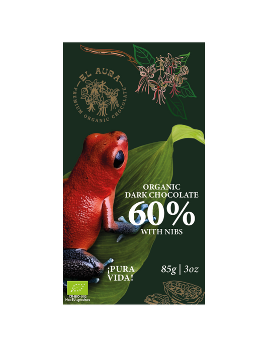 CHOCOLATE BARRA DARK 60%WITH NIBS EL AURA 85G