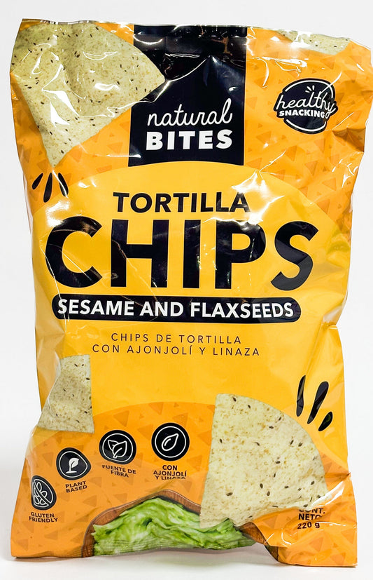 TORTILLA CHIPS CON AJONJOLI  Y LINAZA NATURAL BITES 22OG