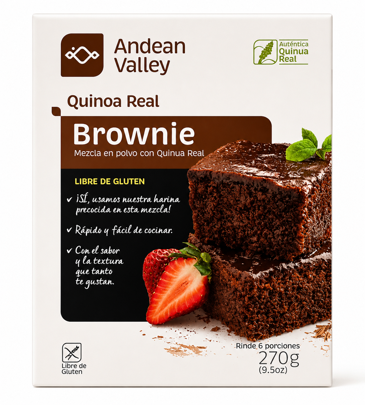MEZCLA PARA BROWNIE CON QUINOA ANDEAN VALLEY 270G