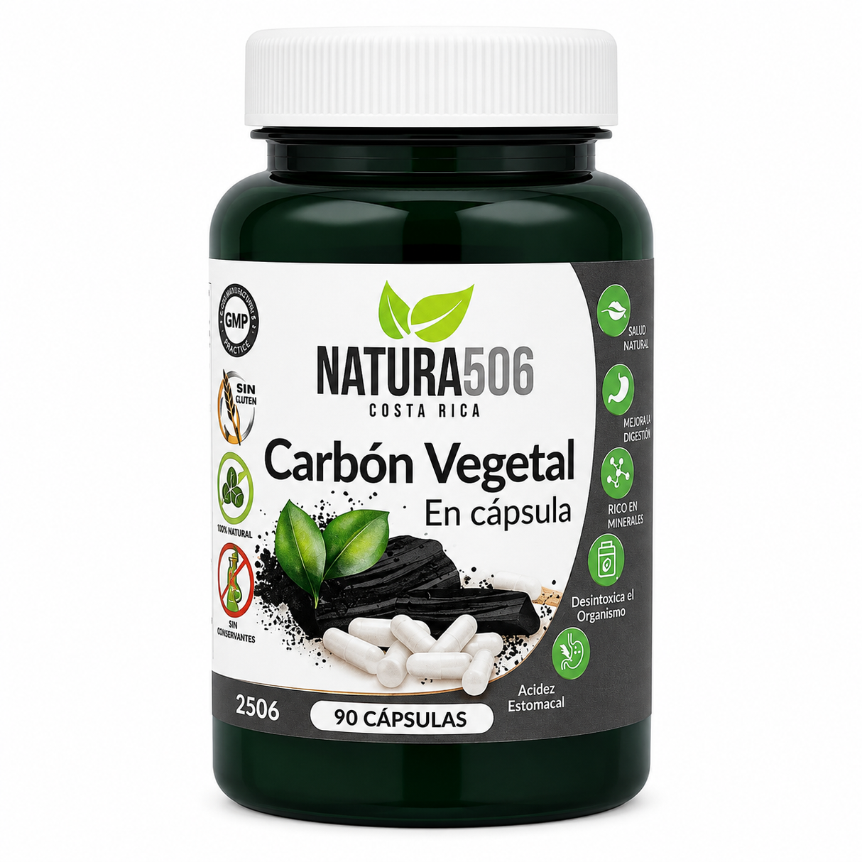 PASTILLA CARBÓN VEGETAL NATURA 506 90 CÁPSULAS