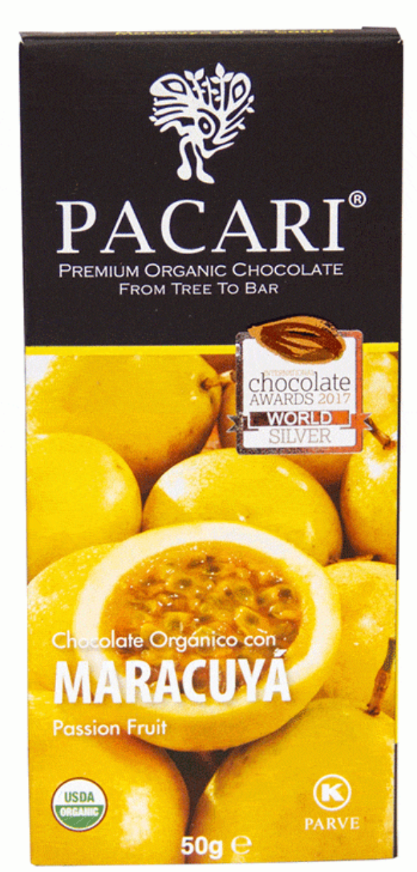 CHOCOLATE ORGÁNICO CON MARACUYÁ PACCARI 50G