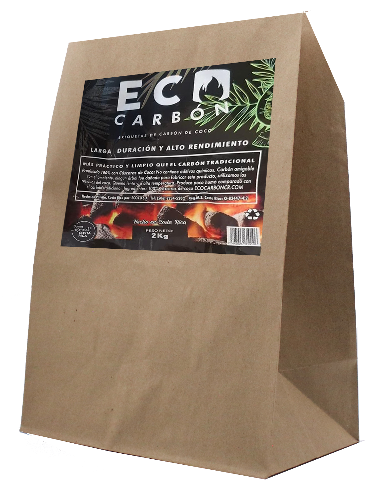 CARBÓN DE COCO - ALTA DURACIÓN Y RENDIMIENTO ECO CARBÓN - 2KG