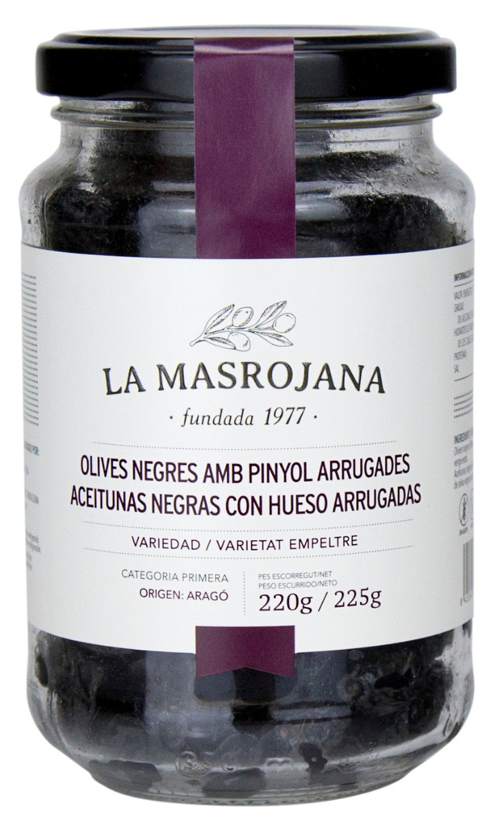 ACEITUNAS ECO NEGRA ARRUGADA LA MASROJANA 220GRS