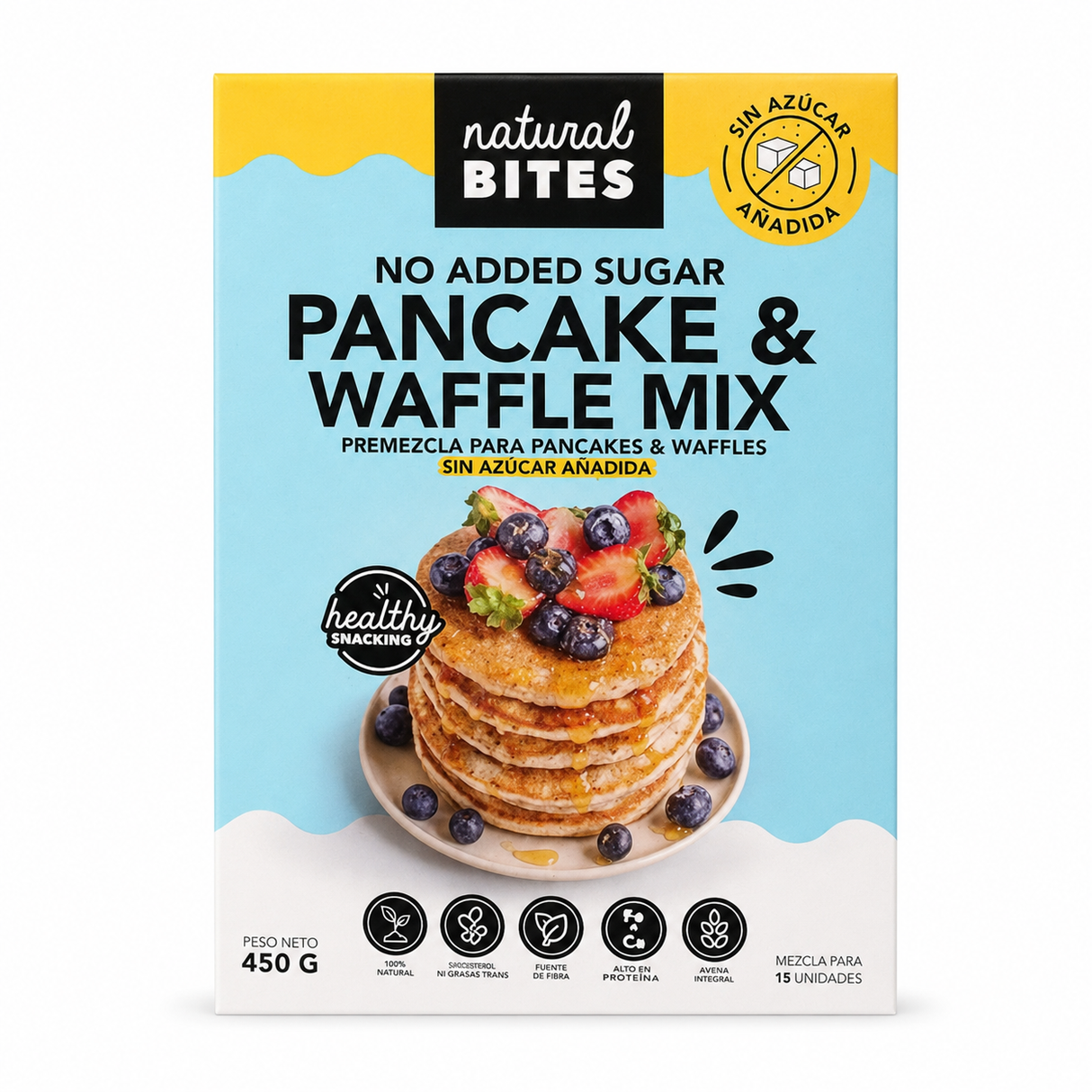 PRE MEZCLA PANCAKE WAFFLE NATURAL BITES 450G