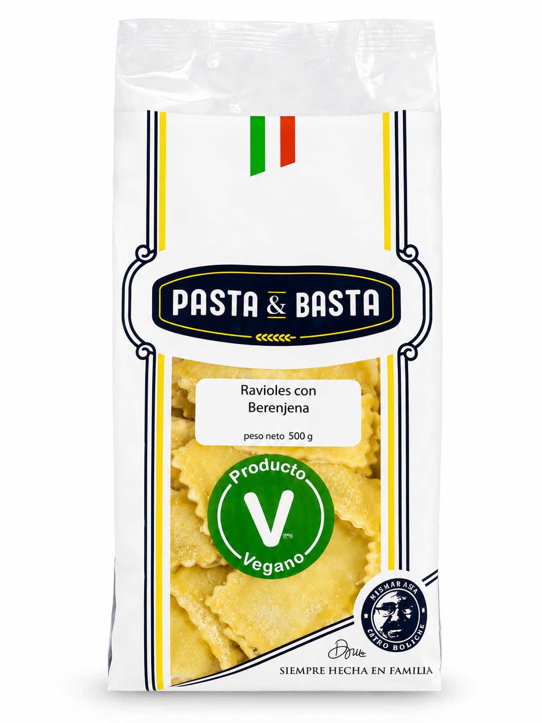 PASTA REVIOLES BERENJENA PASTA BASTA 500G