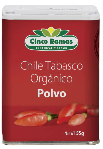 CHILE TABASCO POLVO ORGÁNICO CINCO RAMAS 25G