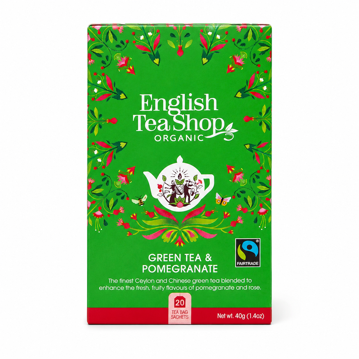 TÉ ORGÁNICO VERDE Y GRANADA ENGLISH TEA SHOP 40G