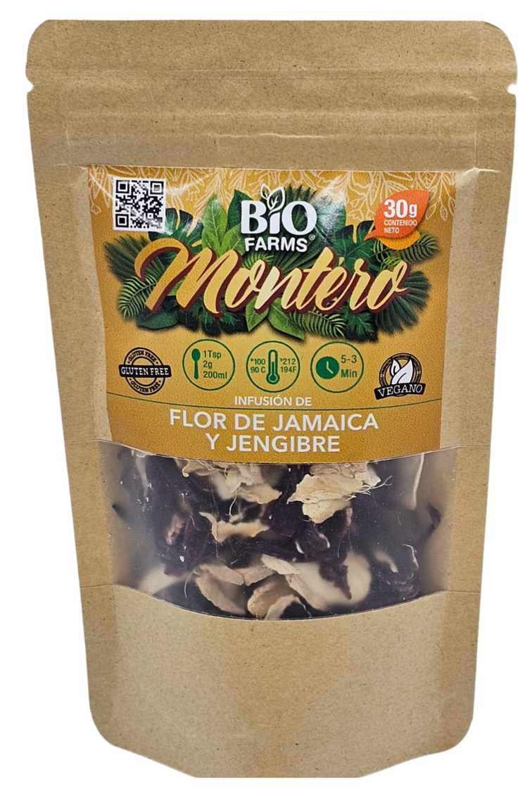 INFUSIÓN JAMAICA JENGIBRE MONTERO BIO FARMS 30G