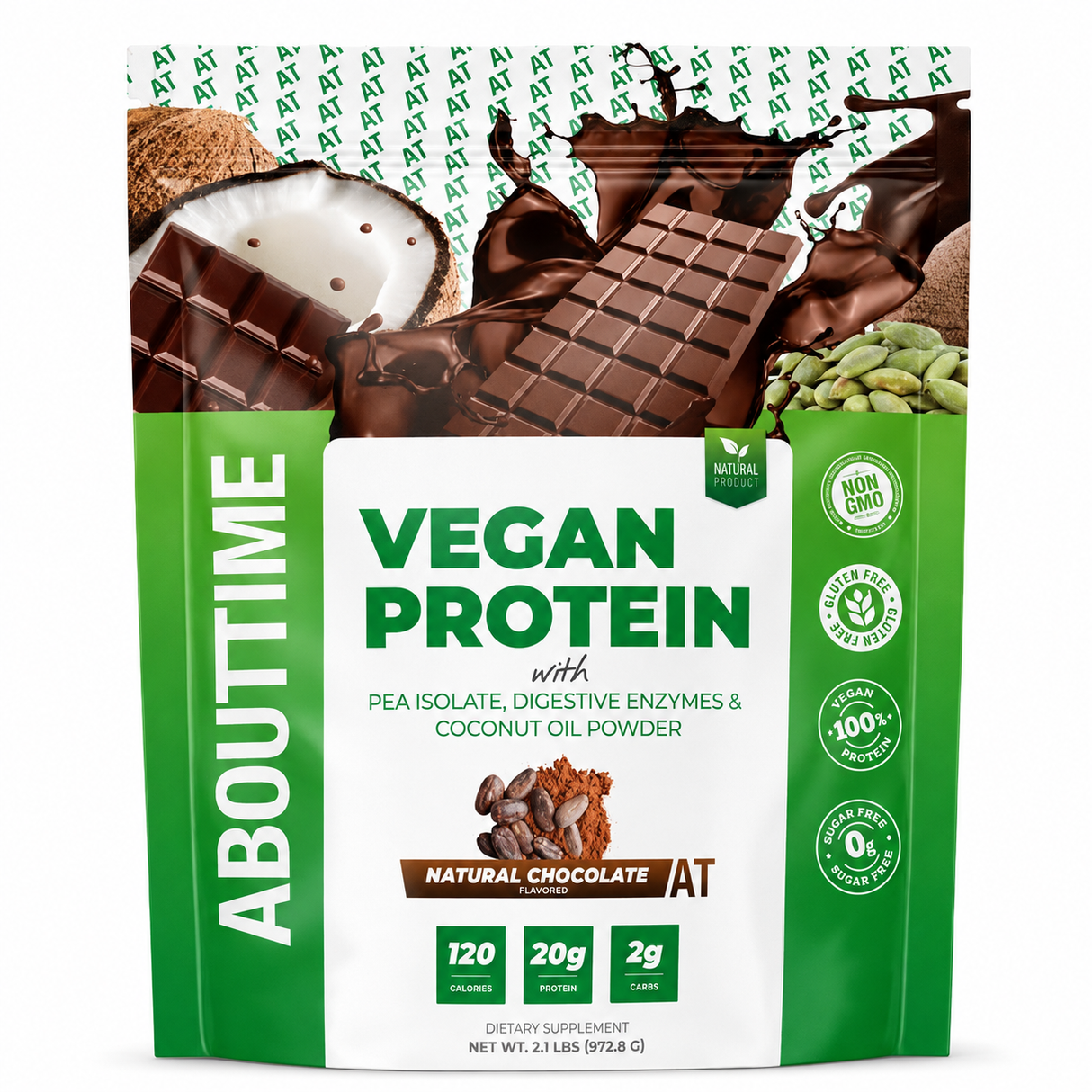 VEGAN PROTEIN CHOCOLATE ABOUTTIME 972.8G