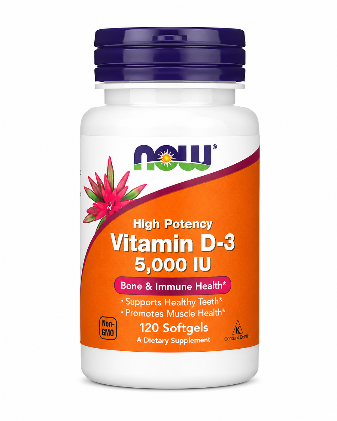 PASTILLA VITAMINA D-3  5000 IU  - NOW 120 CÁPSULAS